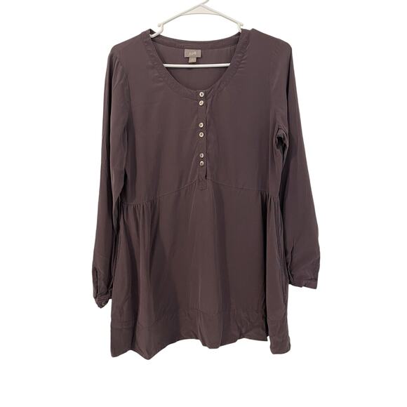 J Jill Women Size S Petite Tunic Blouse 100% Silk Dusty Purple Pockets Buttons - Picture 1 of 8
